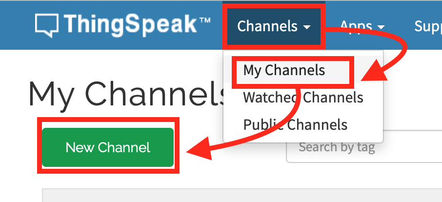 Create new ThingSpeak channel