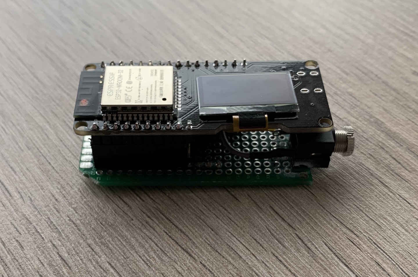 ESP32 fitted on the pin headers