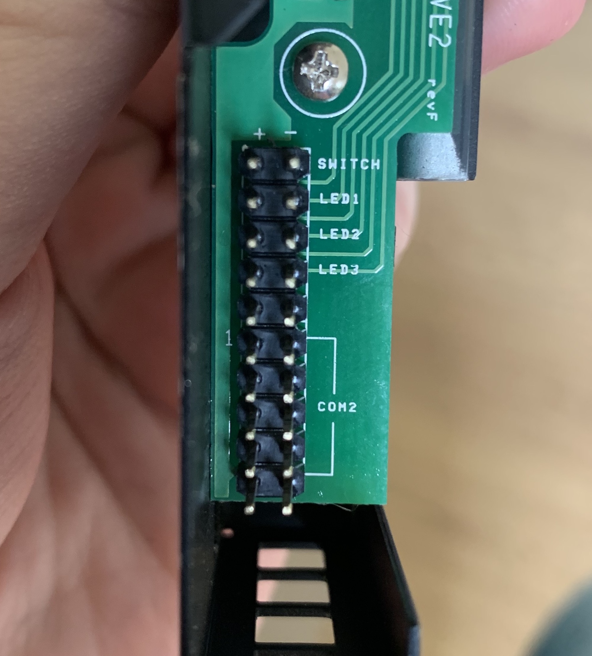 Connectors on the back of the front-panel