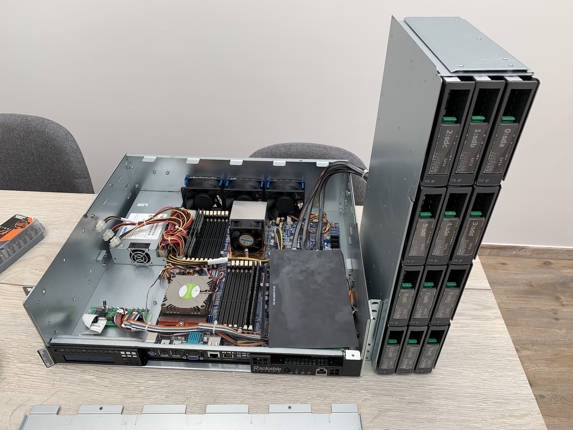 Photo of inside the Rackable Arima server