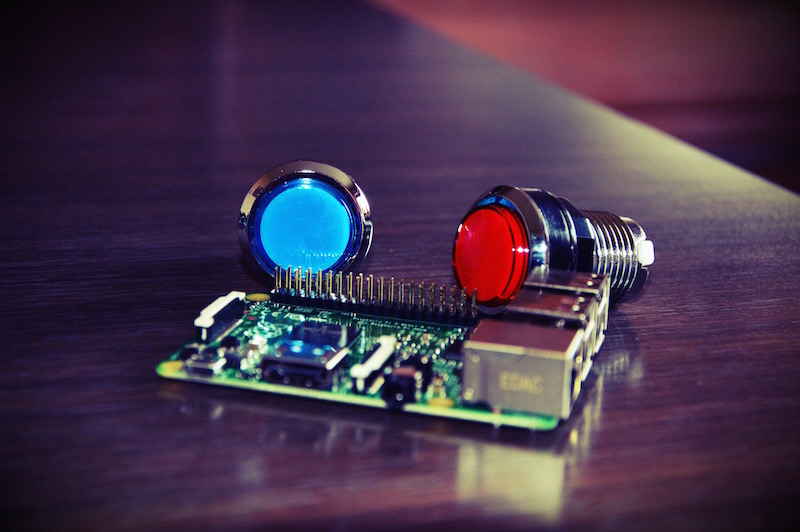 Raspberry Pi with two arcade buttons